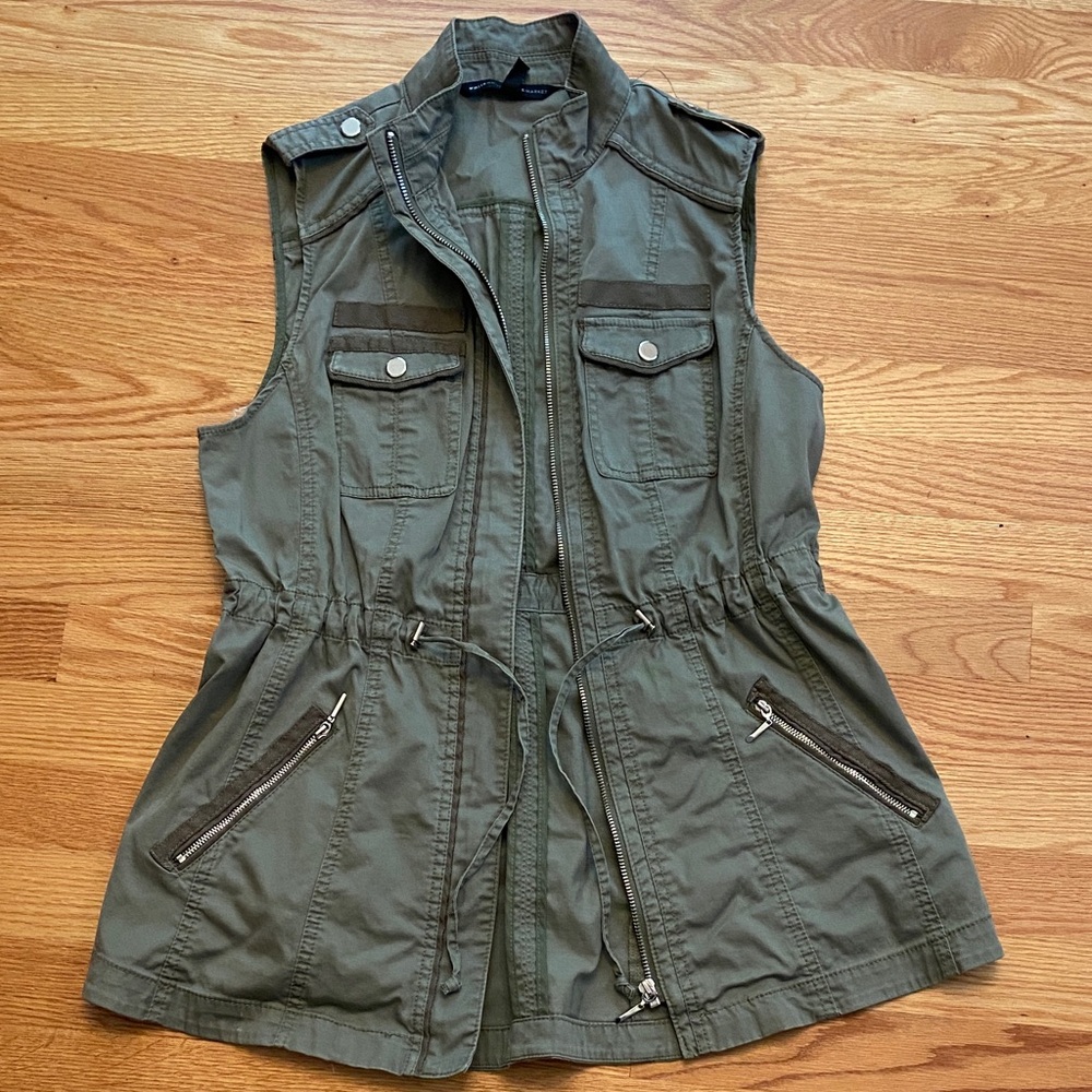 White House Black Market Khaki Utility Vest